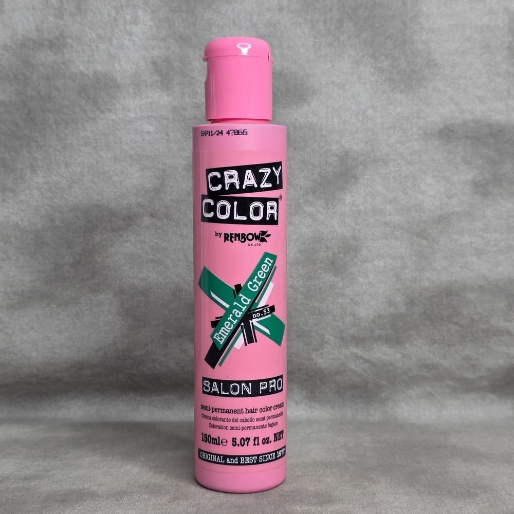 CRAZY COLOR Semi Permanent Hair Color Cream Dye EMERALD GREEN #53  5.07 fl oz